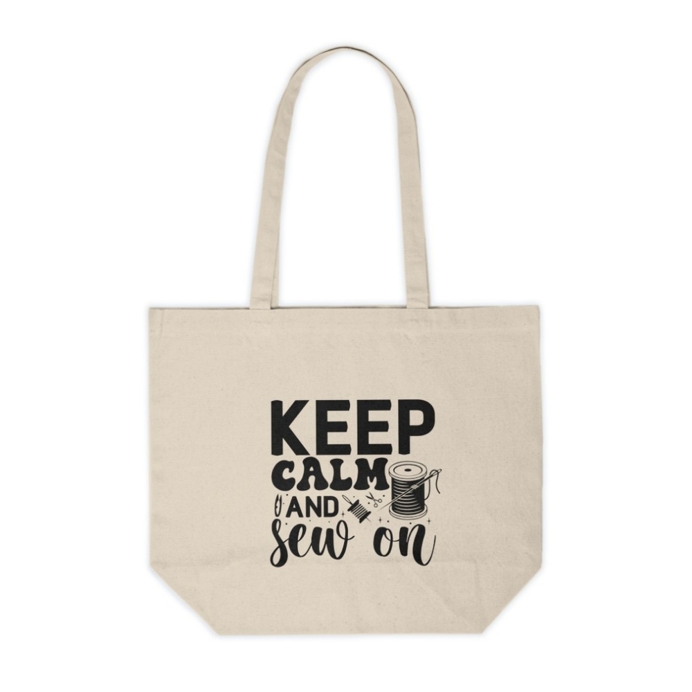 Keep Calm and Sew On Custom Canvas Tote Bag